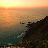 Buy canvas prints of Hartland Point and Lundy Island at sunset, North Devon, England, UK by Geraint Tellem ARPS