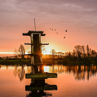 Buy canvas prints of Sunrise over Art Deco Diving Board by Reidy's Photos