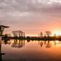 Buy canvas prints of Coate Water Sunrise Diving Board by Reidy's Photos
