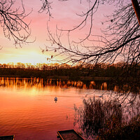 Buy canvas prints of Jetty Sunrise at Coate Water Swindon by Reidy's Photos