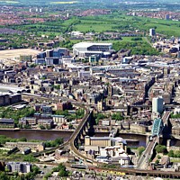 Buy canvas prints of Aerial view of Newcastle and Gateshead. by mick vardy