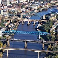 Buy canvas prints of Newcastle River Tyne Bridges Aerial photo by mick vardy