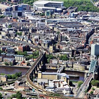 Buy canvas prints of Newcastle and Gateshead Aerial view. by mick vardy