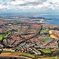 Buy canvas prints of Tynemouth long sands and Cullercoats and Whitley Bay by mick vardy