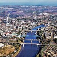 Buy canvas prints of Aerial view of the North sea from Newcastle. by mick vardy