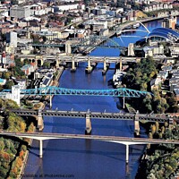 Buy canvas prints of Newcastle River Tyne Bridges Aerial photo by mick vardy