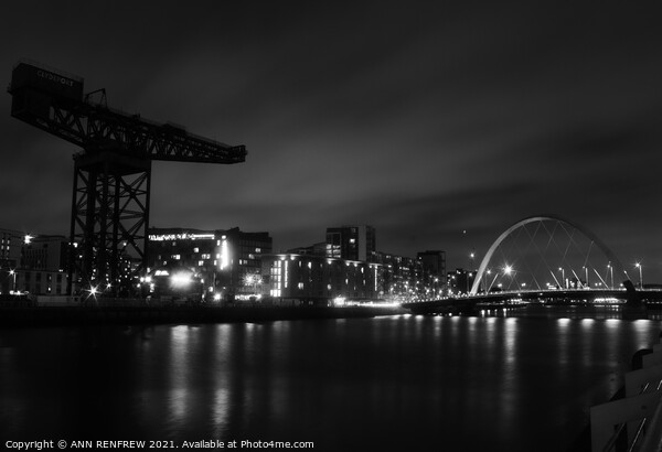 Glasgow at night. Picture Board by ANN RENFREW