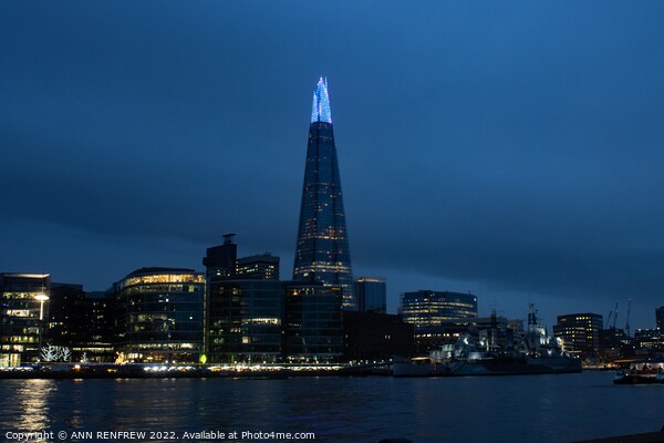 The Shard illuminated. Picture Board by ANN RENFREW