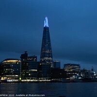Buy canvas prints of The Shard illuminated. by ANN RENFREW
