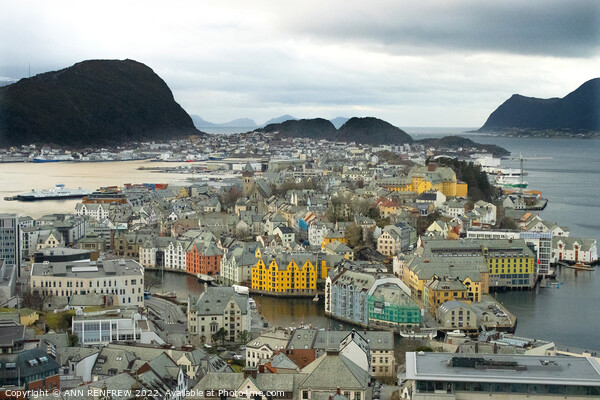 An aerial view of Alesund from Mount Aksla Picture Board by ANN RENFREW