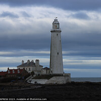 Buy canvas prints of St. Mary's Lighthouse Whitley Bay by ANN RENFREW
