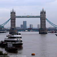 Buy canvas prints of Looking down river towards Tower Bridge by ANN RENFREW