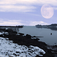 Buy canvas prints of Snowy moonlit evening. by ANN RENFREW