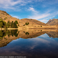 Buy canvas prints of Blea tarn with mountain reflections in the lake district Cumbria. 511 by PHILIP CHALK