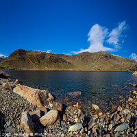 Buy canvas prints of Levers water panorama in the  lake district with snow on the tops 522 by PHILIP CHALK