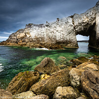 Buy canvas prints of White arch (Bwa Gwyn) Rhoscolyn Anglesey Wales. 586 by PHILIP CHALK