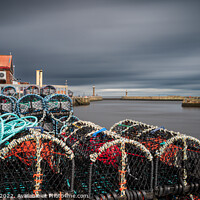 Buy canvas prints of Whitby print  harbour and lobster pots 703 by PHILIP CHALK