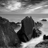 Buy canvas prints of Foreboding skies over Hartland quay in Devon 753 by PHILIP CHALK