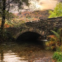 Buy canvas prints of Lake district stone bridge with sunset 851 by PHILIP CHALK