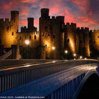 Buy canvas prints of Conwy castle sunset  by PHILIP CHALK