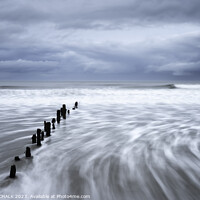 Buy canvas prints of Sands end groynes close to  Whitby and white water 877 by PHILIP CHALK