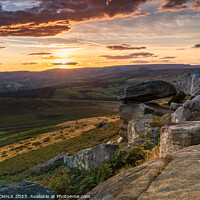 Buy canvas prints of Stanage edge sunset 895 by PHILIP CHALK