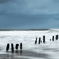 Buy canvas prints of Sandsend groynes on the Whitby coast. 929  by PHILIP CHALK