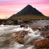 Buy canvas prints of Buachaille etive mor sunset over the river Coupall 992 by PHILIP CHALK