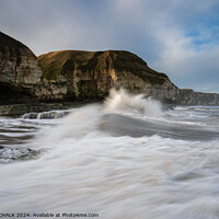Buy canvas prints of Thornwick bay stormy waves 1014 by PHILIP CHALK