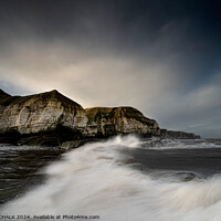 Buy canvas prints of Thornwick bay stormy waves 1015 by PHILIP CHALK