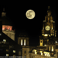 Buy canvas prints of Liver building clock and the full moon 1052 by PHILIP CHALK