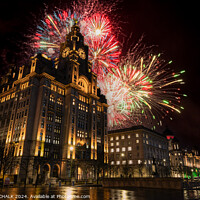 Buy canvas prints of Liver building fireworks 1061 by PHILIP CHALK