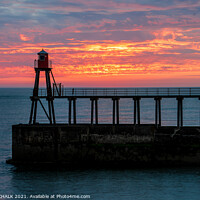 Buy canvas prints of Whitby pier summer solstice sunrise 47 by PHILIP CHALK