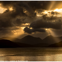 Buy canvas prints of Moody sunset over the red Cuillin mountain range o by PHILIP CHALK