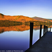 Buy canvas prints of Abstract Ashness jetty on a brilliantly colourful sunrise 105 by PHILIP CHALK