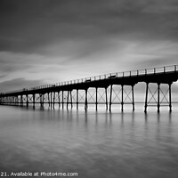 Buy canvas prints of Saltburn pier in black and white  by PHILIP CHALK