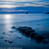 Buy canvas prints of Saltwick bay Blue hour at black nab near Whitby 12 by PHILIP CHALK