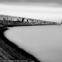 Buy canvas prints of Tynemouth pier surreal black and white 130 by PHILIP CHALK