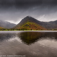 Buy canvas prints of Buttermere with Fleetwith pike on a misty autumnal day 189 by PHILIP CHALK