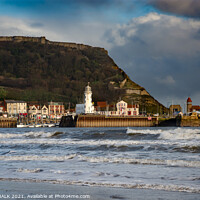 Buy canvas prints of Scarborough lighthouse and sea front  233 by PHILIP CHALK
