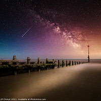 Buy canvas prints of milky way seascape with shooting star 328 night sk by PHILIP CHALK