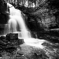 Buy canvas prints of Wensley waterfall Yorkshire dales black and white  346  by PHILIP CHALK