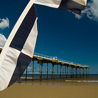 Buy canvas prints of Saltburn pier and flag 358  by PHILIP CHALK
