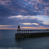 Buy canvas prints of Whitby pier summer solstice sunrise 433 by PHILIP CHALK