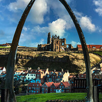 Buy canvas prints of Whitby abbey through the Whale bones.  453  by PHILIP CHALK