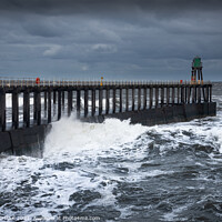 Buy canvas prints of Whitby pier getting battered by a north easterly storm 482  by PHILIP CHALK