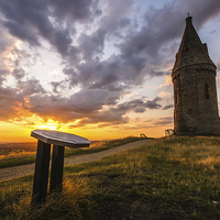 Buy canvas prints of Sunset at Hartshead Pike, Mossley, England by Jeni Harney