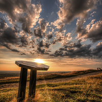 Buy canvas prints of Sunset on Hartshead Pike by Jeni Harney