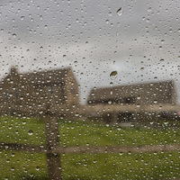 Buy canvas prints of Farmhouse Through the Rain by Jeni Harney