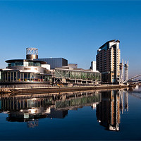 Buy canvas prints of Salford Quays and The Lowry Centre by Jeni Harney